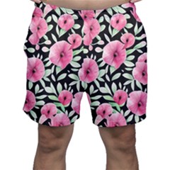 Watercolor Flowers Botanical Foliage Men s Shorts