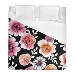 Cheerful Watercolor Flowers Duvet Cover (full/ Double Size) by GardenOfOphir