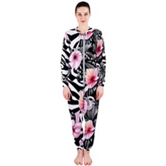 Brilliantly Hued Watercolor Flowers In A Botanical Onepiece Jumpsuit (ladies)