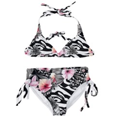 Brilliantly Hued Watercolor Flowers In A Botanical Kids  Classic Bikini Set by GardenOfOphir