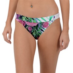 Adorned Watercolor Flowers Band Bikini Bottoms by GardenOfOphir