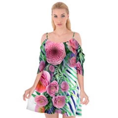 Adorned Watercolor Flowers Cutout Spaghetti Strap Chiffon Dress by GardenOfOphir