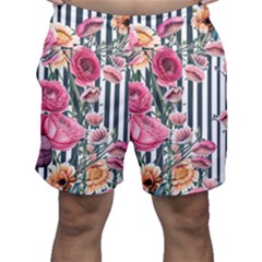 Flora Watercolor Botanical Flowers Men s Shorts by GardenOfOphir