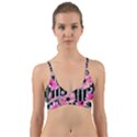 Black Stripes Beautifully watercolor flowers Wrap Around Bikini Top View1