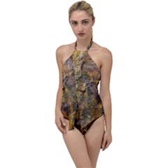 Rusty Orange Abstract Surface Go With The Flow One Piece Swimsuit by dflcprintsclothing