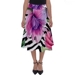 Classy And Chic Watercolor Flowers Perfect Length Midi Skirt by GardenOfOphir