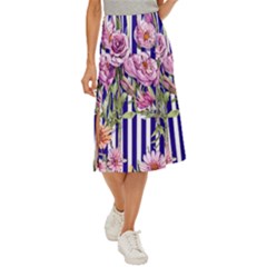 Classy And Chic Watercolor Flowers Midi Panel Skirt by GardenOfOphir