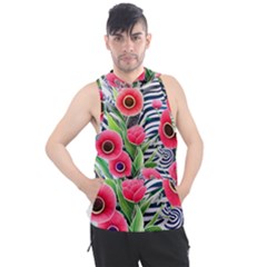 Cherished Blooms – Watercolor Flowers Botanical Men s Sleeveless Hoodie by GardenOfOphir