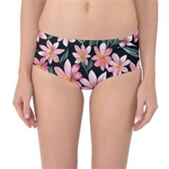 Classy Botanicals – Watercolor Flowers Botanical Mid-waist Bikini Bottoms by GardenOfOphir