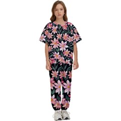 Classy Botanicals – Watercolor Flowers Botanical Kids  Tee And Pants Sports Set