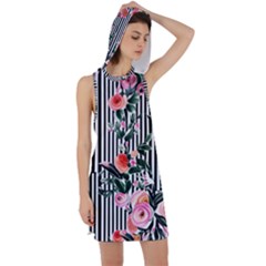 Classic Watercolor Flowers Racer Back Hoodie Dress by GardenOfOphir