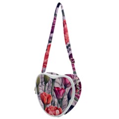 Color-infused Watercolor Flowers Heart Shoulder Bag by GardenOfOphir