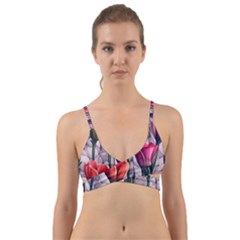 Color-infused Watercolor Flowers Wrap Around Bikini Top by GardenOfOphir