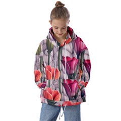 Color-infused Watercolor Flowers Kids  Oversized Hoodie by GardenOfOphir