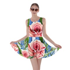 Chic Watercolor Flowers Skater Dress by GardenOfOphir