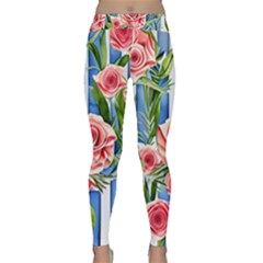 Chic Watercolor Flowers Classic Yoga Leggings by GardenOfOphir