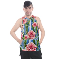 Chic Watercolor Flowers Men s Sleeveless Hoodie by GardenOfOphir