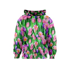 Combined Watercolor Flowers Kids  Pullover Hoodie