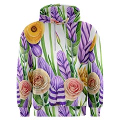 Classy Watercolor Flowers Men s Overhead Hoodie by GardenOfOphir