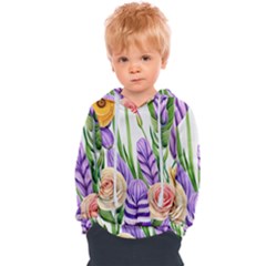 Classy Watercolor Flowers Kids  Overhead Hoodie