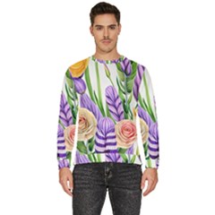 Classy Watercolor Flowers Men s Fleece Sweatshirt by GardenOfOphir