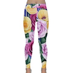 Cherished Watercolor Flowers Classic Yoga Leggings by GardenOfOphir