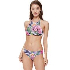 Luxurious Watercolor Flowers Banded Triangle Bikini Set by GardenOfOphir