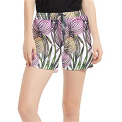 Charming And Cheerful Watercolor Flowers Women s Runner Shorts by GardenOfOphir