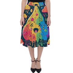 Rainbows Drip Dripping Paint Happy Classic Midi Skirt by Ravend