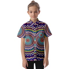 Kaleidoscope Geometric Circles Kids  Short Sleeve Shirt by Ravend