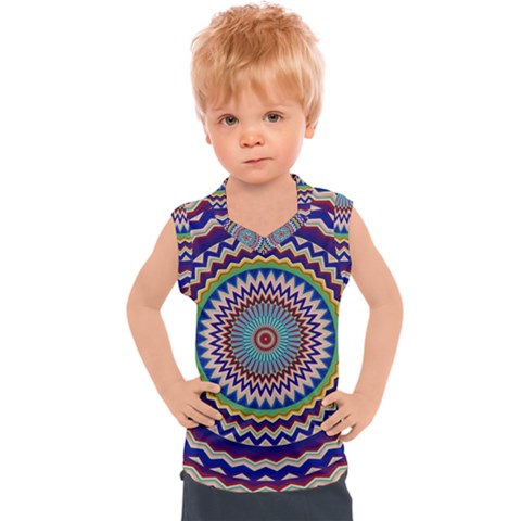 Kaleidoscope Geometric Circles Kids  Sport Tank Top by Ravend