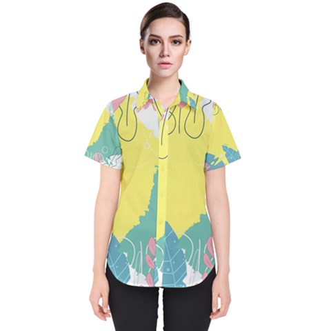 Plants Leaves Border Frame Wallpaper Background Women s Short Sleeve Shirt by Ravend