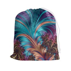 Feather Fractal Artistic Design Conceptual Drawstring Pouch (2xl) by Ravend