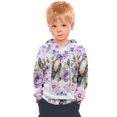 Hummingbird In Floral Heart Kids  Overhead Hoodie