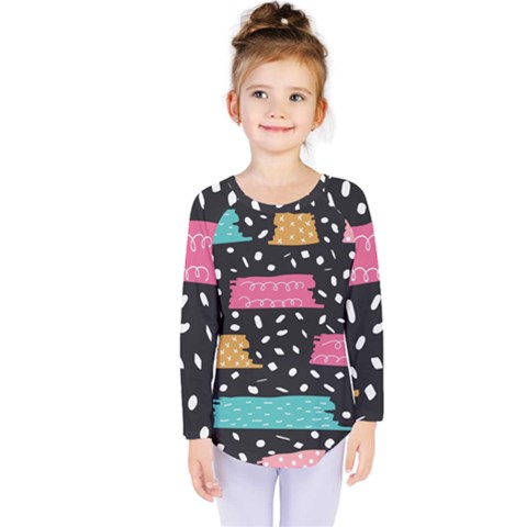 Art Pattern Design Wallpaper Background Print Patterns Kids  Long Sleeve Tee by Ravend