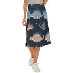 Dino Art Pattern Design Wallpaper Background Midi Panel Skirt by Ravend