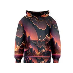 Fire Flame Burn Hot Heat Light Burning Orange Kids  Pullover Hoodie