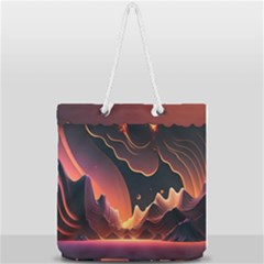 Fire Flame Burn Hot Heat Light Burning Orange Full Print Rope Handle Tote (large) by Ravend