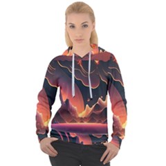 Fire Flame Burn Hot Heat Light Burning Orange Women s Overhead Hoodie