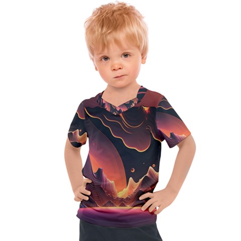 Fire Flame Burn Hot Heat Light Burning Orange Kids  Sports Tee by Ravend