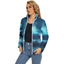 Moonlight High Tide Storm Tsunami Waves Ocean Sea Women s Puffer Bubble Jacket Coat View2