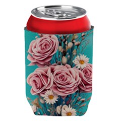 Coral Blush Rose On Teal Can Holder by GardenOfOphir