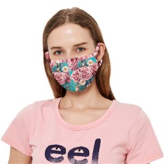 Coral Blush Rose On Teal Crease Cloth Face Mask (adult) by GardenOfOphir