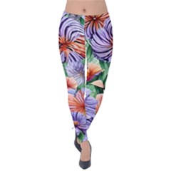 Amazing Watercolor Flowers Velvet Leggings by GardenOfOphir