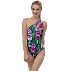 Attractive Watercolor Flowers To One Side Swimsuit by GardenOfOphir