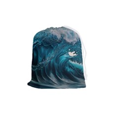 Tsunami Waves Ocean Sea Water Rough Seas 3 Drawstring Pouch (medium) by Ravend