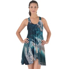 Tsunami Waves Ocean Sea Water Rough Seas 5 Show Some Back Chiffon Dress by Ravend