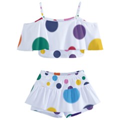 Polka Dot Kids  Off Shoulder Skirt Bikini