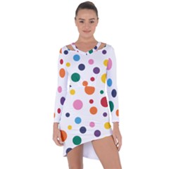 Polka Dot Asymmetric Cut-out Shift Dress by 8989