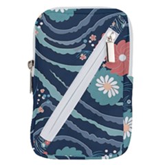 Waves Flowers Pattern Water Floral Minimalist Belt Pouch Bag (small) by Ravend